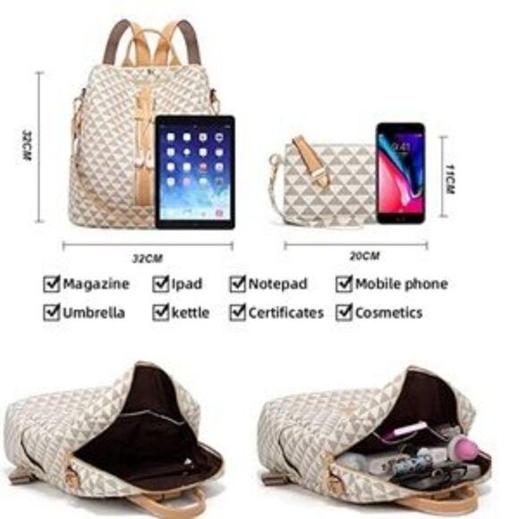 New Leather Anti -Theft Backpack & Purse Set - Picture 5 of 10